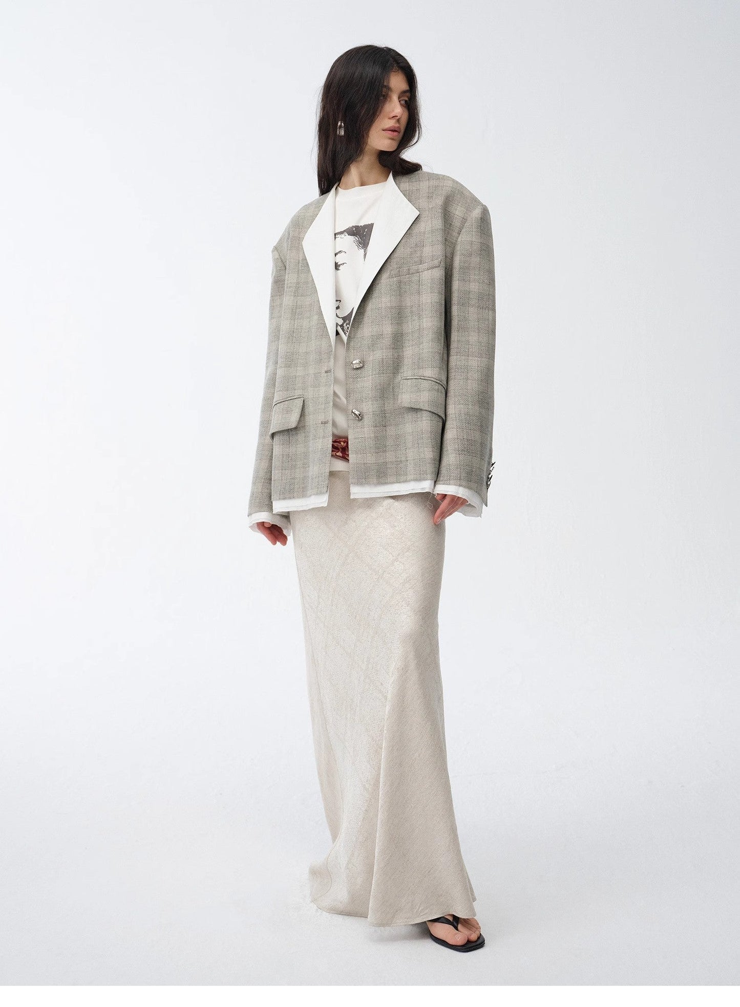 "London Diary"old Money Style Contrasting Lapel Wool Blazer